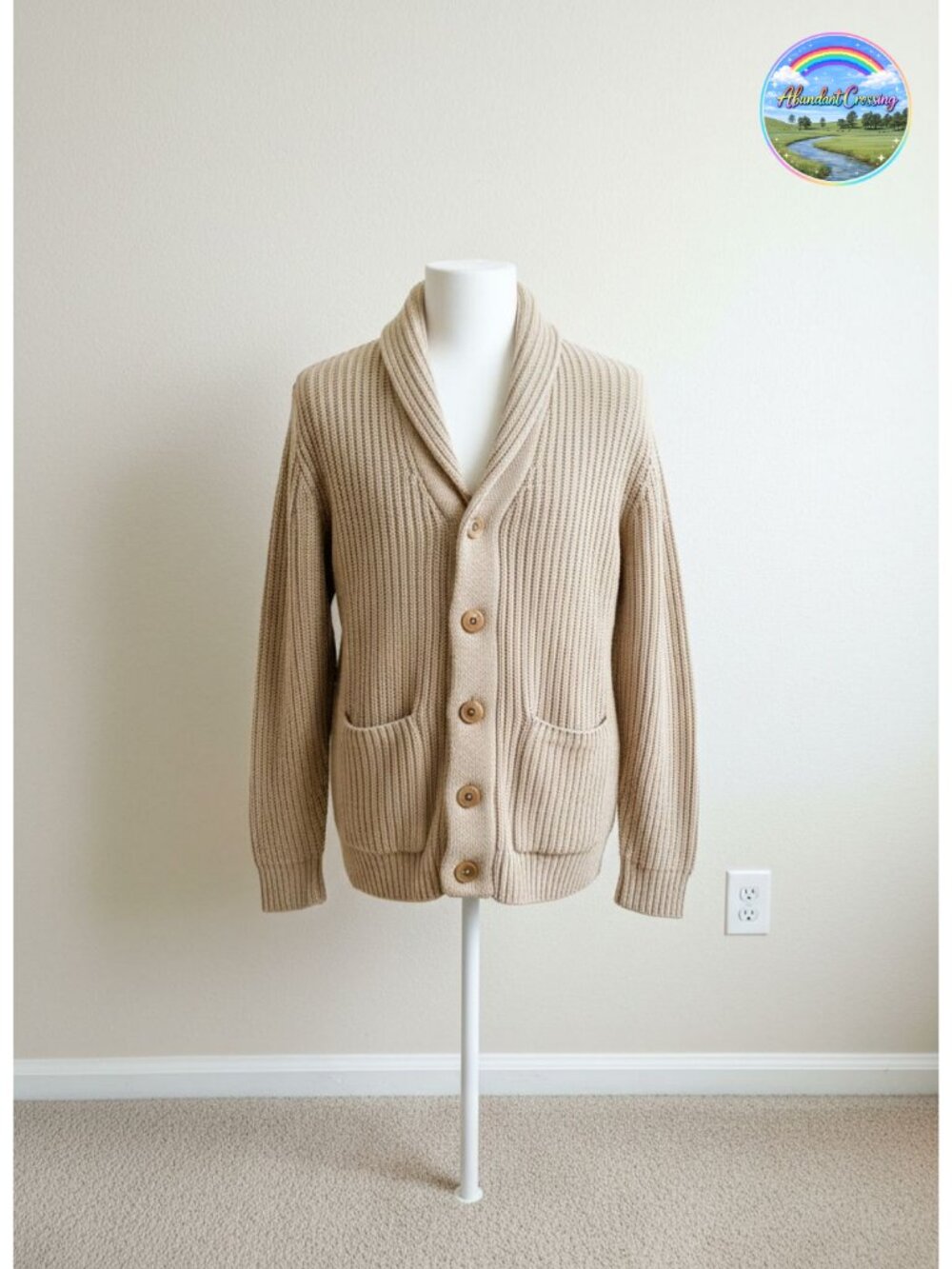 Mens Zip Up Cardigan Sweater Shawl Collar Cable Knit